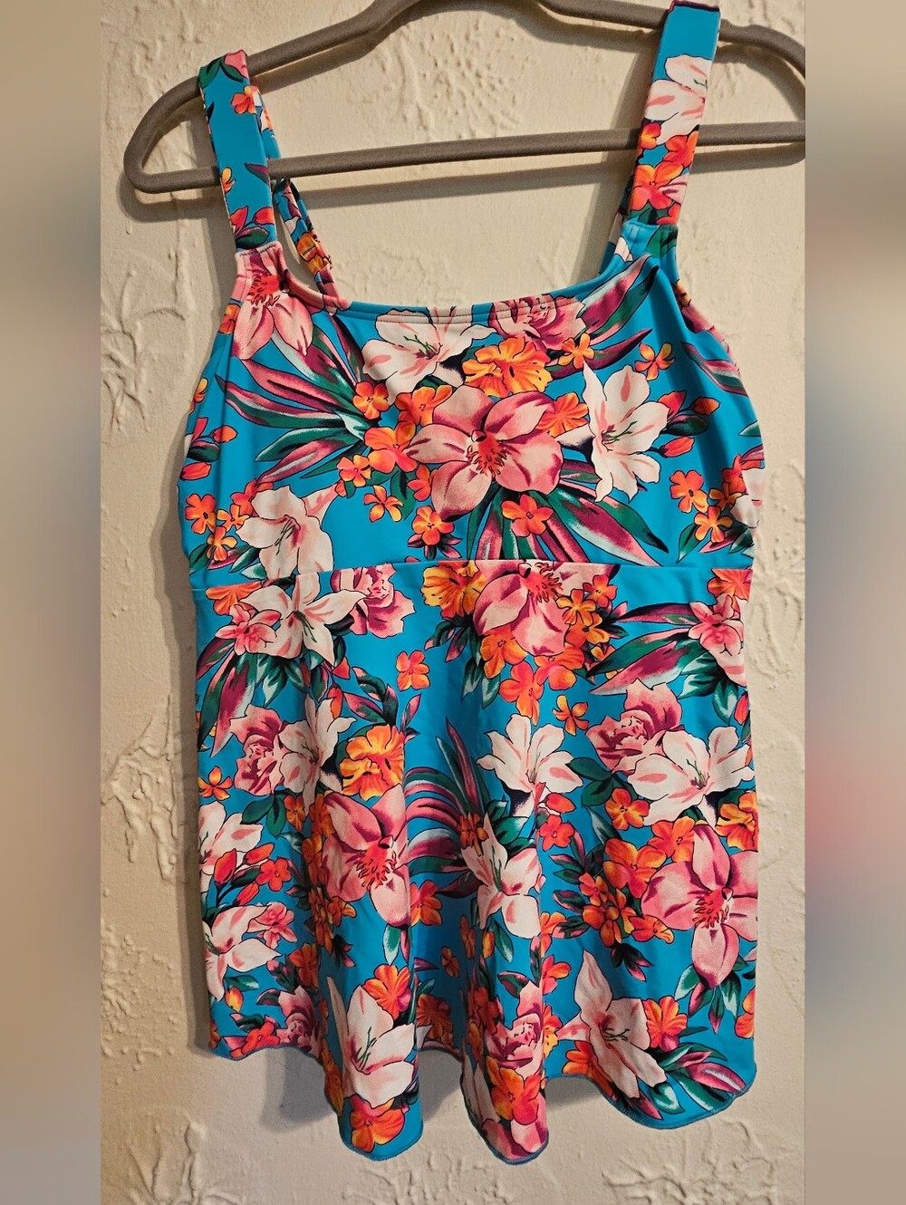 Lands' End Tankini Top Floral Print Square Neck Women's NWT Small